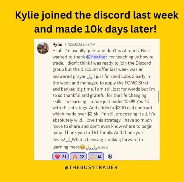 Discord screenshot: Kylie joined the discord last week and made 10k days later